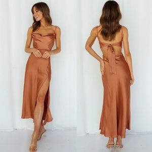 Hello Molly STAND ON MY OWN MIDI DRESS Open Back W/ Cut Outs